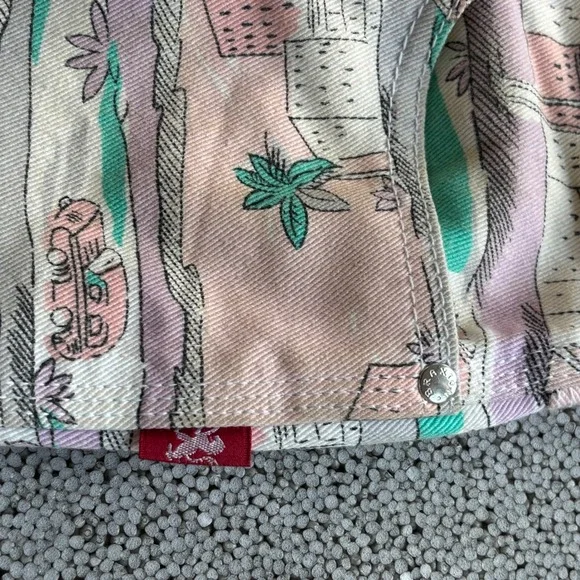 Braxton Jeans Women 11 Pink Tropical Palm Tree Print Beach Retro Stretch - Picture 6 of 13